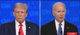 Former President Donald Trump debates President Joe Biden on CNN.